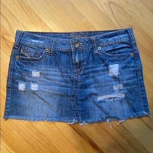 Denim low rise mini skirt
